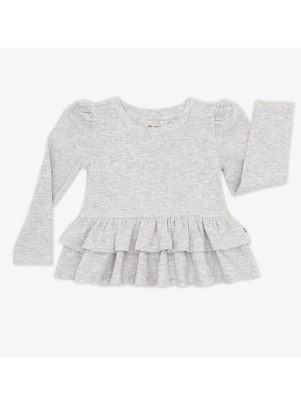 NWT Little Sleepies Light Heather Long Sleeve Gray Ribbed Tiered Peplum Top 2T